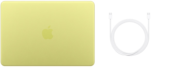 13-инчов MacBook Neo, USB‑C кабел за зареждане и 20W USB‑C захранващ адаптер