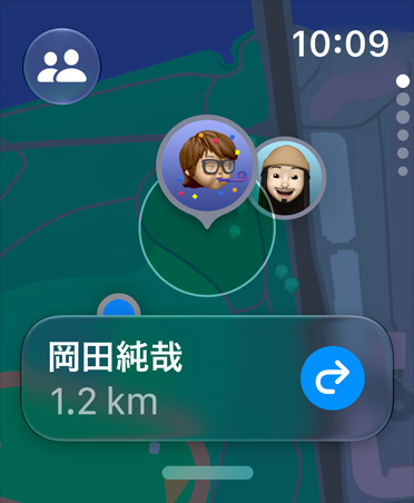 画面に、人の位置情報を取得するために「探す」アプリが表示されている