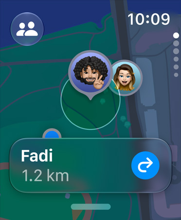 Screen showing the FindMy app to get the location of a person.
