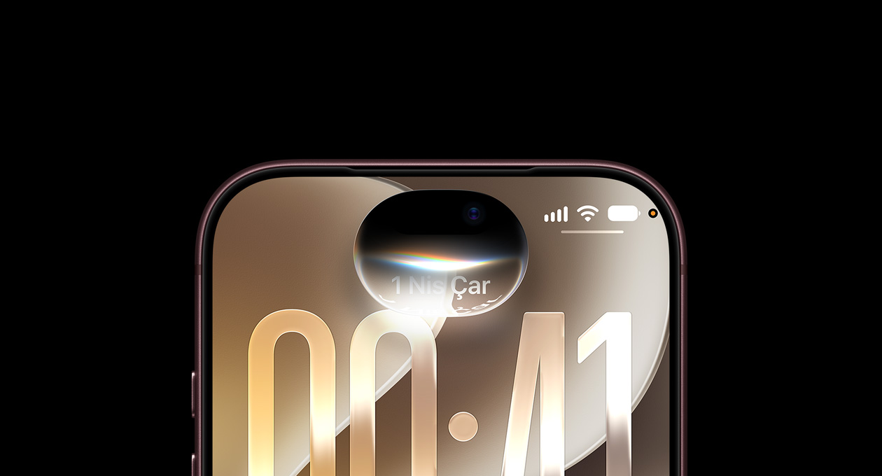 Top third of iPhone 18 Pro, Burgundy, showing Siri AI dialogue bubble