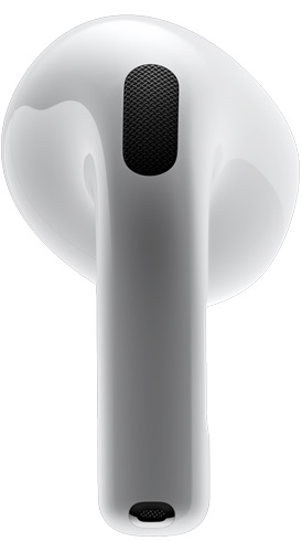 Pohľad na zadnú stranu slúchadla AirPods 4.