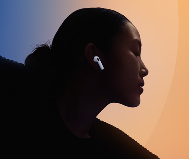 AirPods 5, person wearing one in ear, white color
