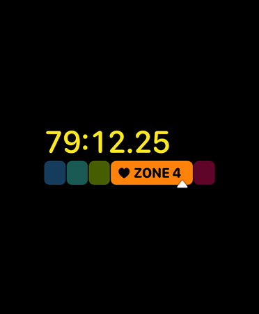 App Exercice, données des zones de puissance, exercice en zone 4