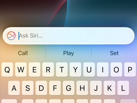 Primo piano di un cursore per una richiesta a Siri.