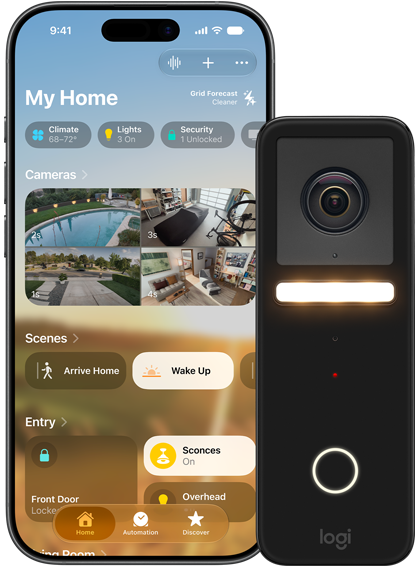 iPhone and security camera using HomeKit secure video features.
